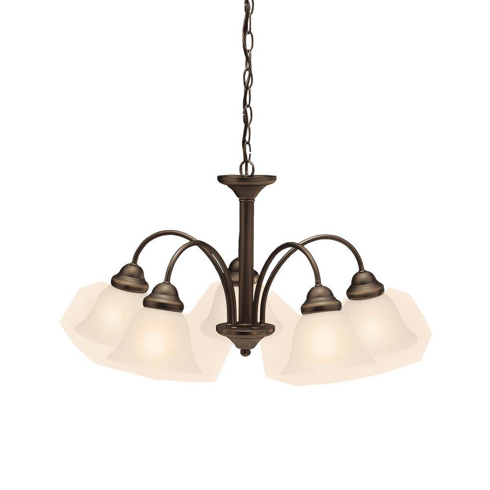 Kichler Lighting Olde Bronze 13-3/4 in. 100W 5-Light Medium Chandelier with Satin Etched 