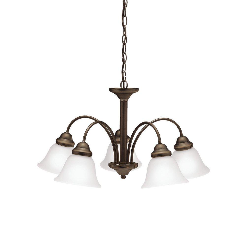 Kichler Lighting Olde Bronze 13-3/4 in. 100W 5-Light Medium Chandelier with Satin Etched 