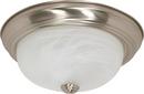13 W 2-Light Flush Mount Fixture with Alabaster Glass in Brushed Nickel