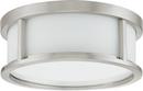 2 Light 60W 13-1/8 in. Satin White Glass Flush Mount Brushed Nickel