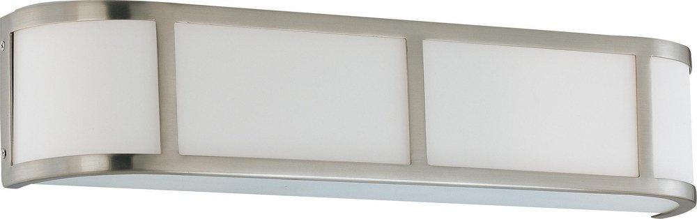 NUVO Brushed Nickel 3 Light Satin White Glass Wall Sconce 