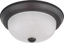 11 in. 60 W 2-Light LED Flush Mount Ceiling Fixture with Frosted White Globe in Mahogany Bronze