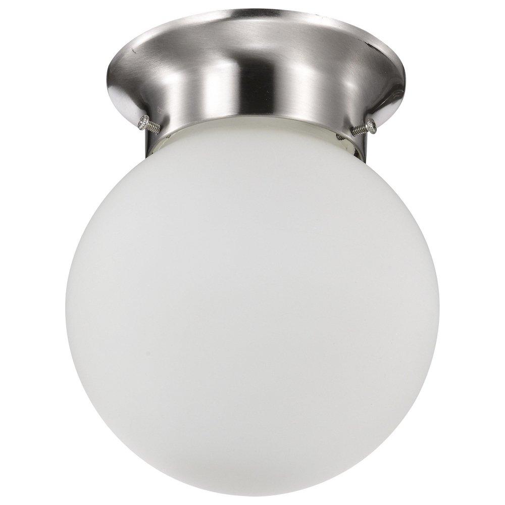 NUVO Brushed Nickel 6 in. 1-Light Ceiling Mount with Frosted White Glass 