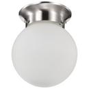 NUVO Brushed Nickel 6 in. 1-Light Ceiling Mount with Frosted White Glass 