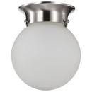 NUVO Brushed Nickel 6 in. 1-Light Ceiling Mount with Frosted White Glass 