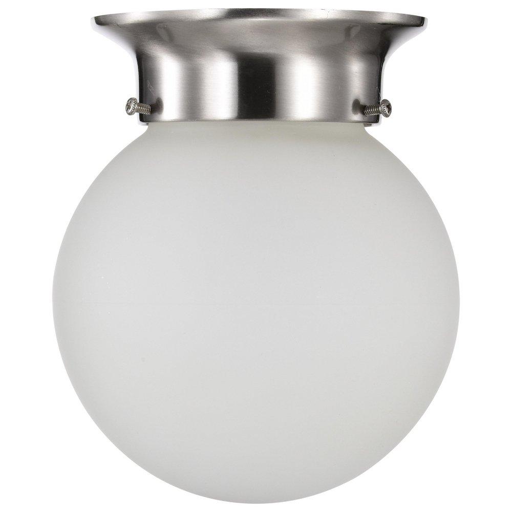 NUVO Brushed Nickel 6 in. 1-Light Ceiling Mount with Frosted White Glass 