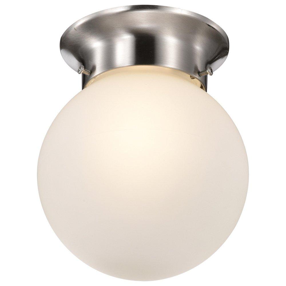 NUVO Brushed Nickel 6 in. 1-Light Ceiling Mount with Frosted White Glass 