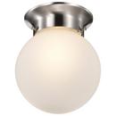 NUVO Brushed Nickel 6 in. 1-Light Ceiling Mount with Frosted White Glass 