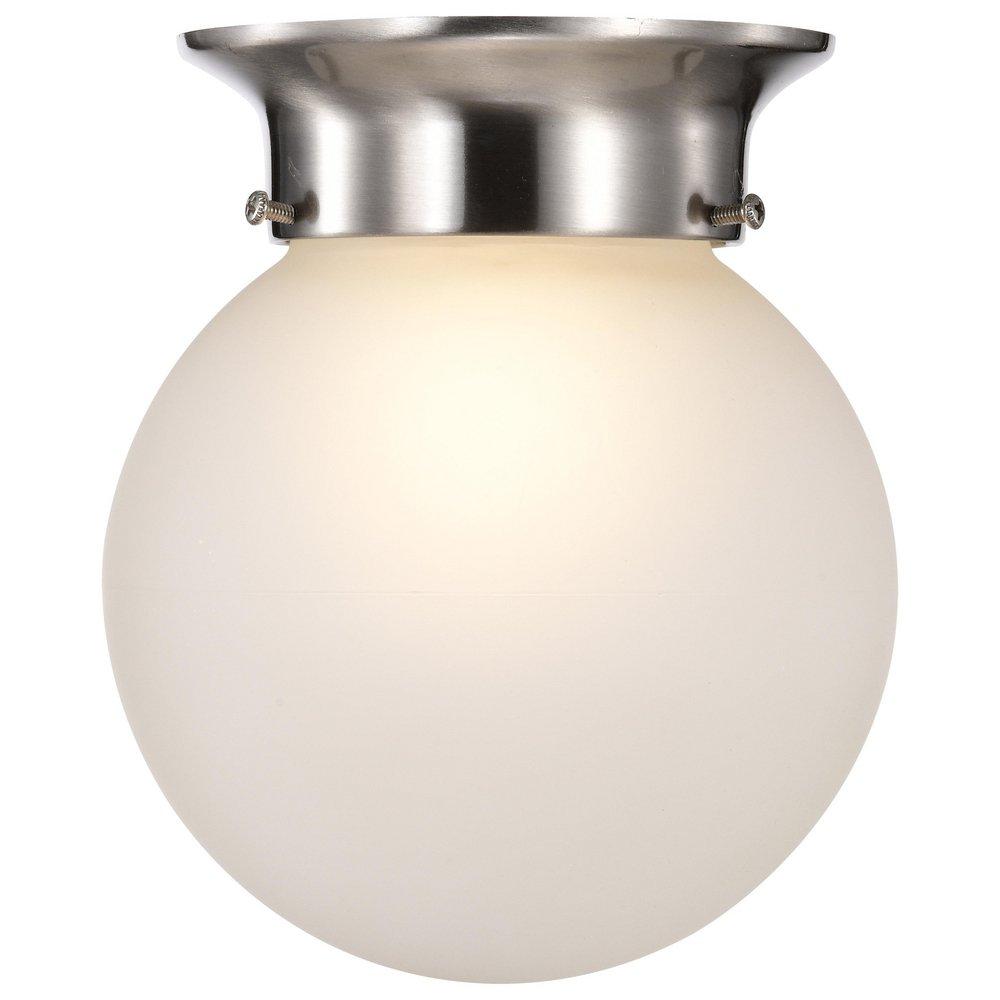 NUVO Brushed Nickel 6 in. 1-Light Ceiling Mount with Frosted White Glass 