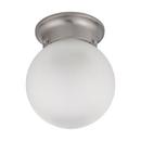 6 in. 1-Light Ceiling Mount with Frosted White Glass in Brushed Nickel