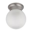 6 in. 1-Light Ceiling Mount with Frosted White Glass in Brushed Nickel