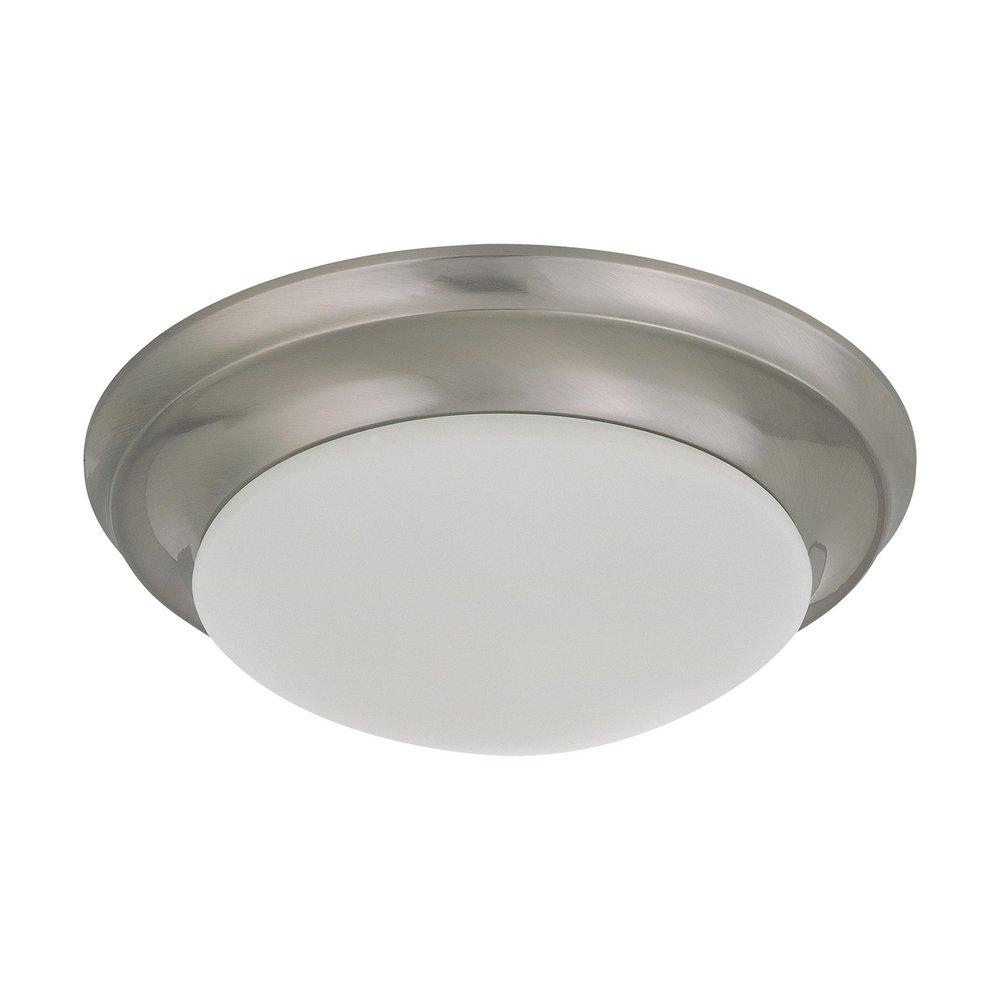 NUVO Brushed Nickel 1 Light 60W 11-1/2 in. Flush Mount Twist & Lock With Frosted Shade 