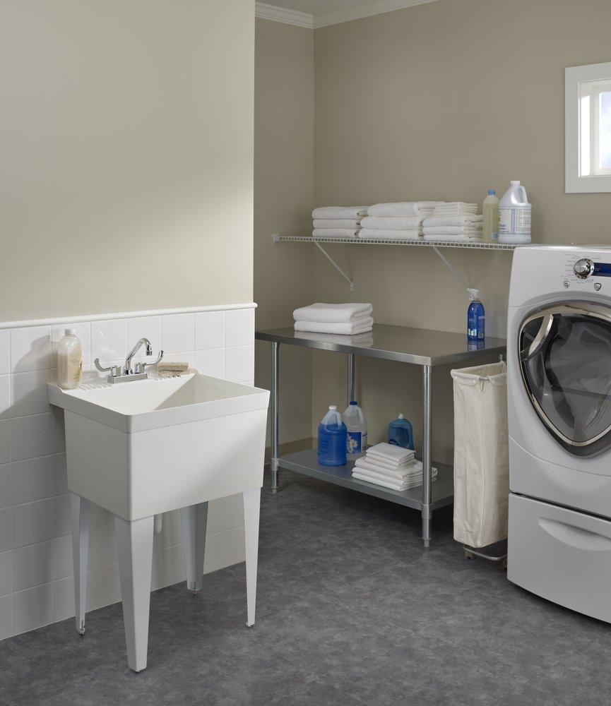 FIAT Products White 23 x 21-1/2 in. Floor Mount Laundry Sink 