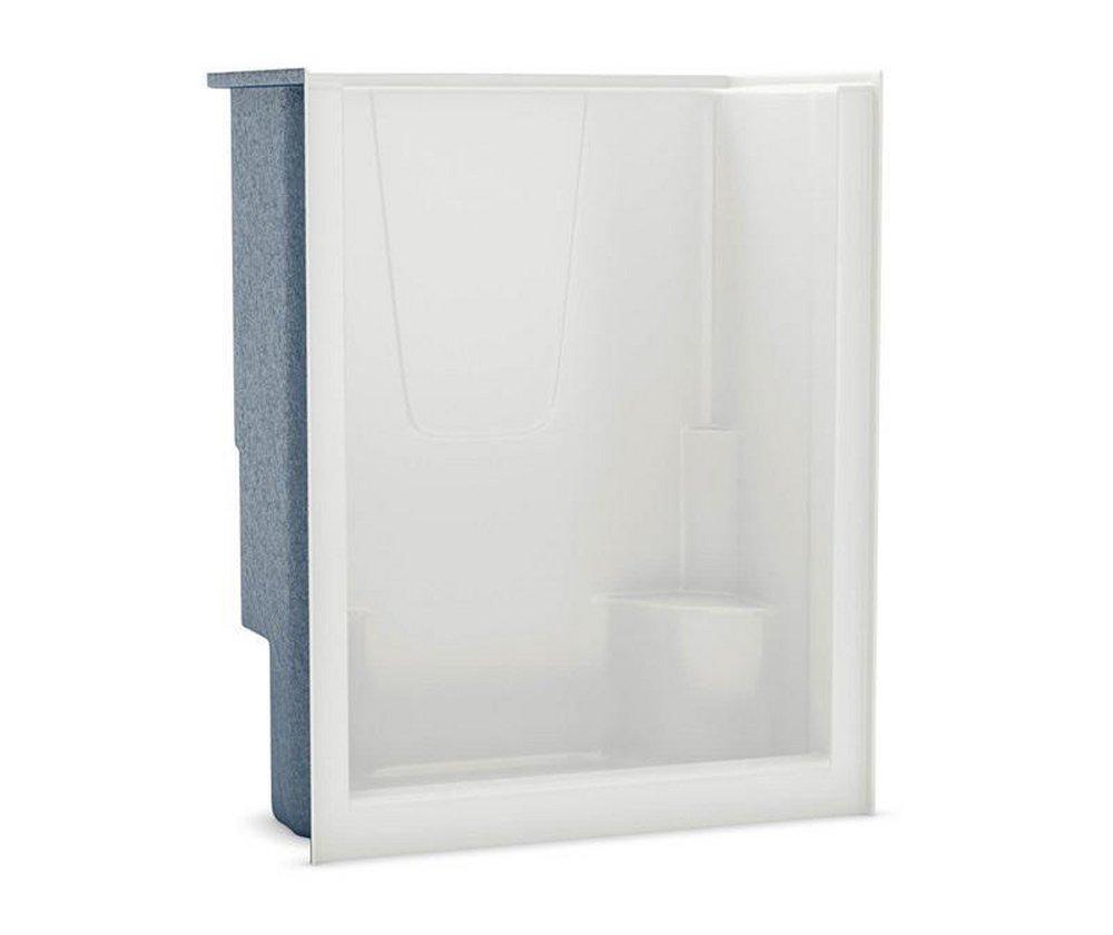 Aker by MAAX White 71-1/4 x 48 in. Gelcoat Reinforced Tile Shower Unit with 2-Seat and Center Drain 