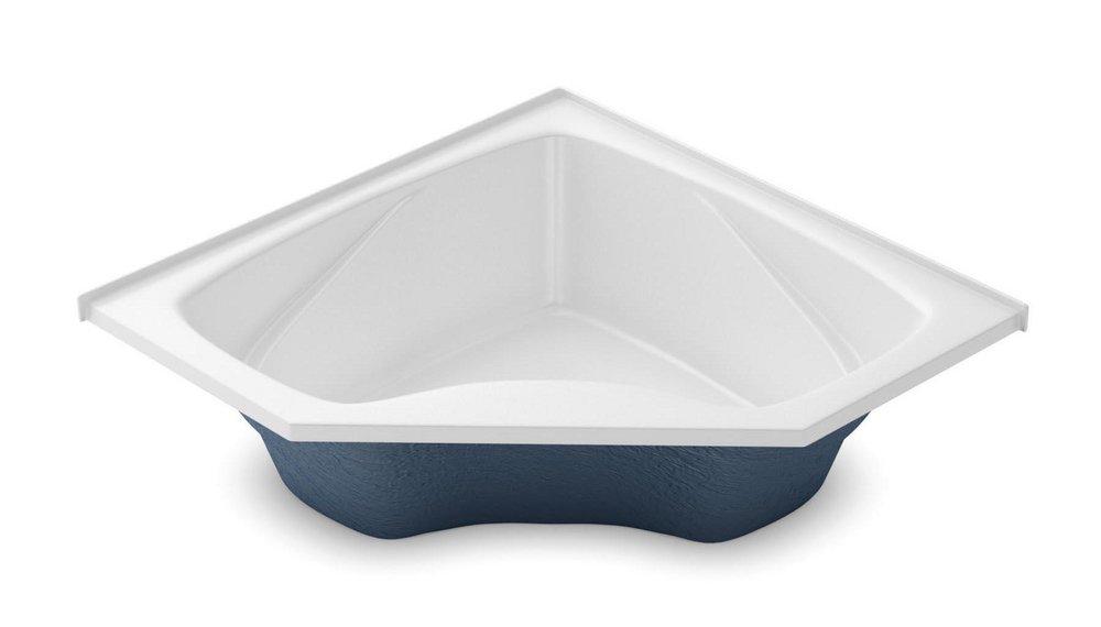 Aker Plastics White 59 x 59 in. Soaker Corner Bathtub with Center Drain 