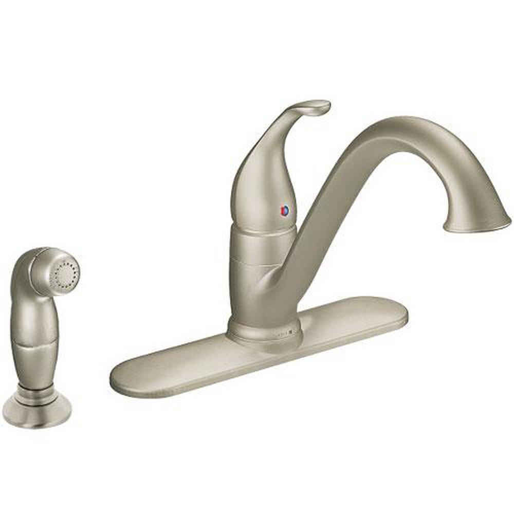 Moen Classic Stainless Single Handle Kitchen Faucet with Side Spray 
