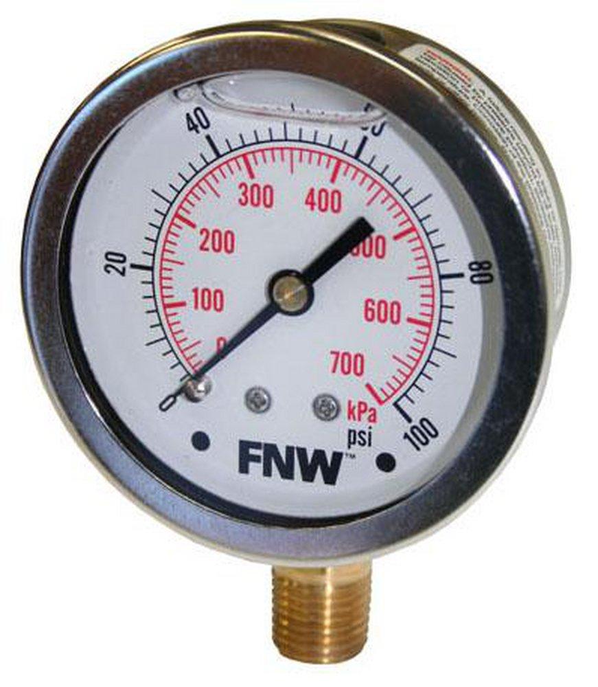 FNW&reg; White Liquid Filler Pressure Gauge 