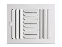10 x 10 in. 3-Way Stamped Steel Curved Blade Ceiling & Sidewall Register in White