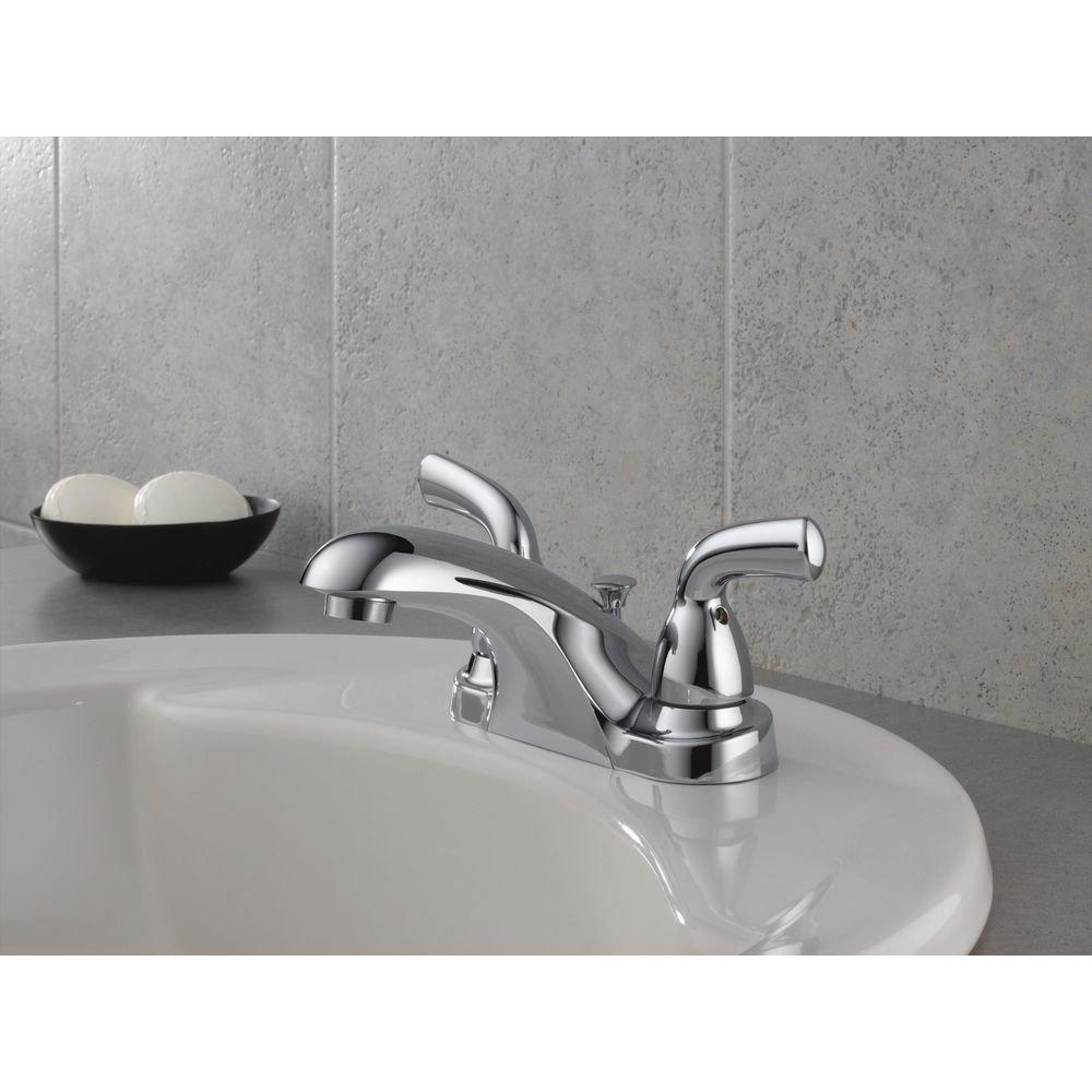 Delta Faucet Chrome Two Handle Centerset Bathroom Sink Faucet 