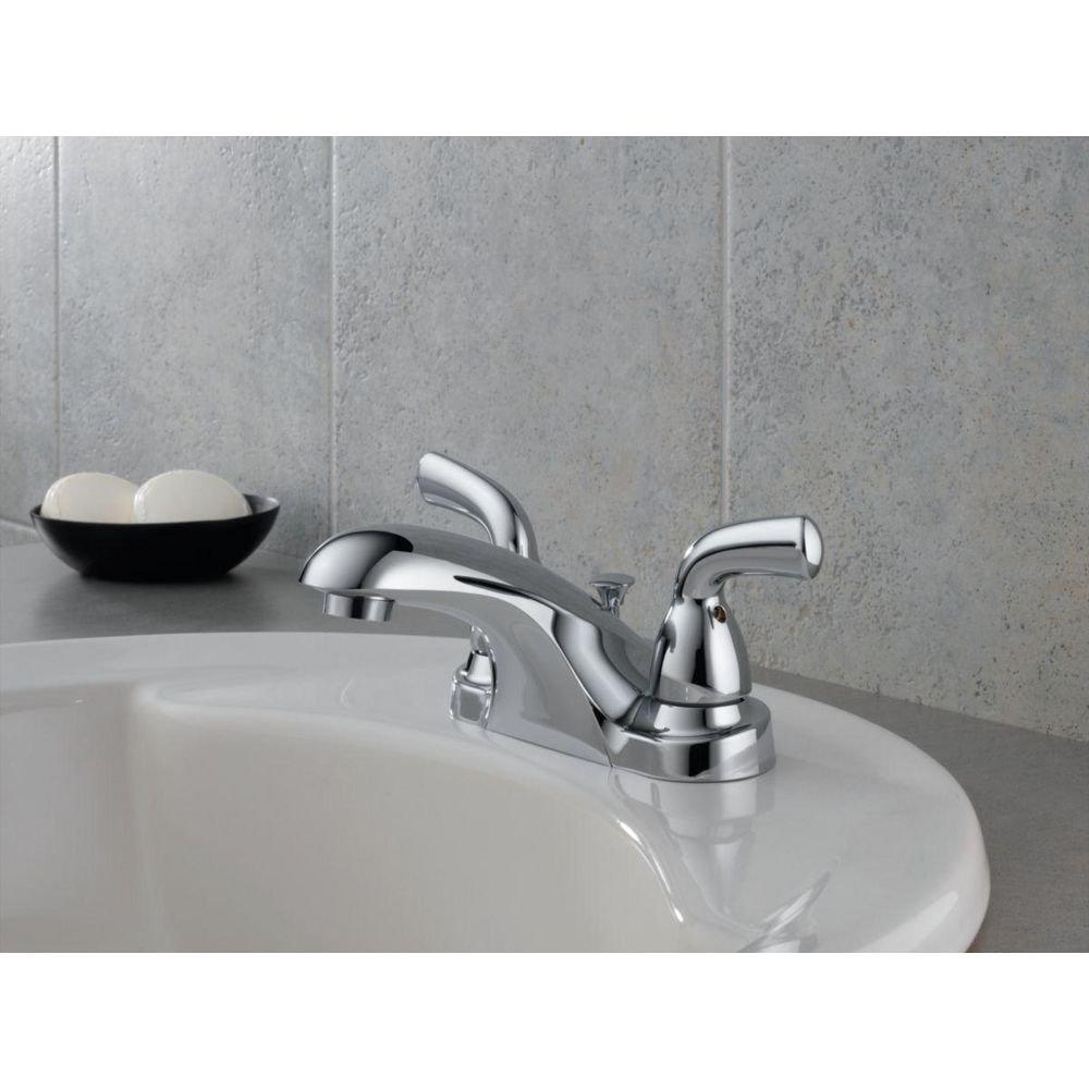 Delta Faucet Chrome Two Handle Centerset Bathroom Sink Faucet 