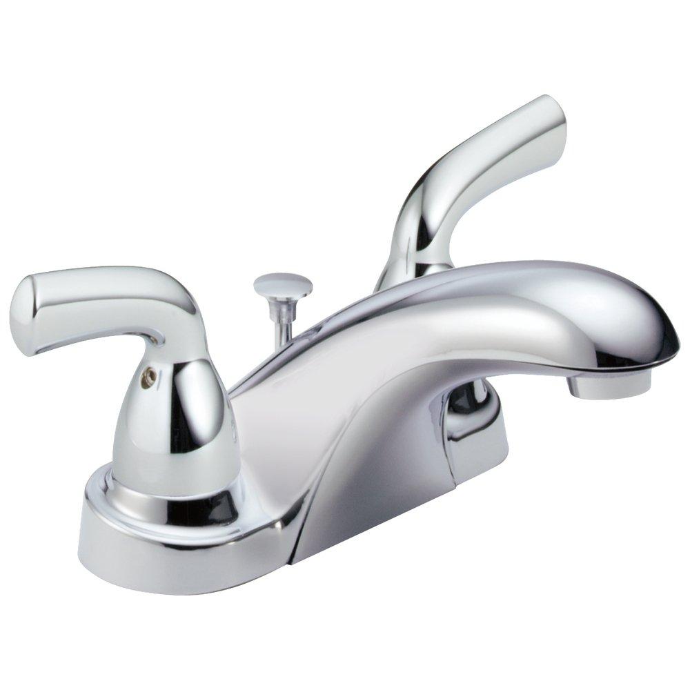 Delta Faucet Chrome Two Handle Centerset Bathroom Sink Faucet with Pop-Up Drain Assembly 