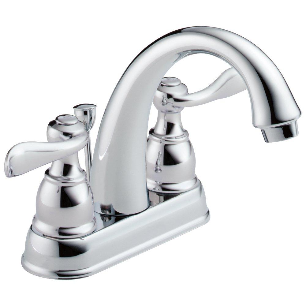 Delta Faucet Chrome Two Handle Centerset Bathroom Sink Faucet with Pop-Up Drain Assembly 