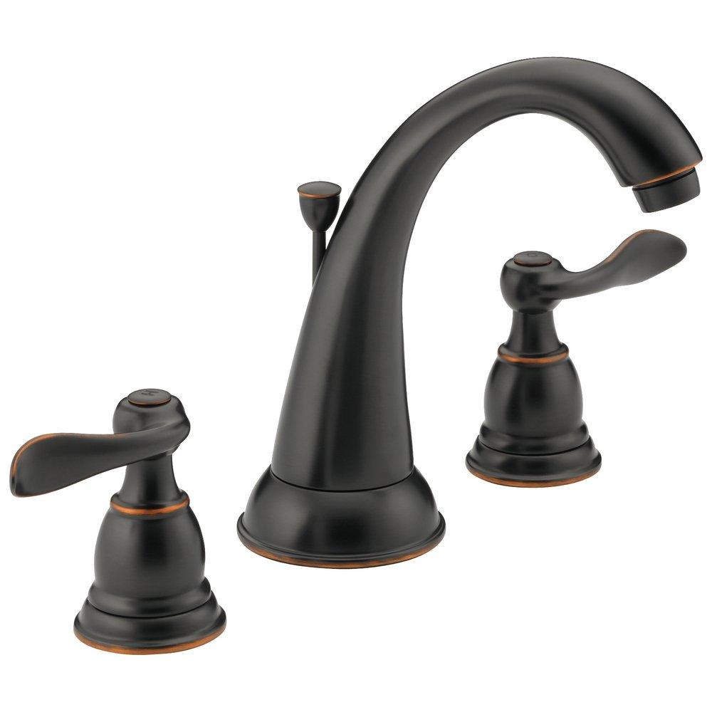 Delta Faucet Oil Rubbed Bronze Two Handle Widespread Bathroom Sink Faucet with Pop-Up Drain Assembly 