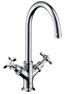 1-Hole Bar or Prep Faucet with Double Cross Handle in Polished Chrome