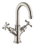1-Hole Bar or Prep Faucet with Double Cross Handle in Brushed Nickel