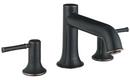3-Hole Deckmount Roman Tub Filler Trim with Double Lever Handle in Rubbed Bronze