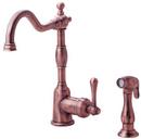 2.2 gpm Single Lever Handle Deckmount Kitchen Sink Faucet Column Spout 1/4 in. NPSM Connection in Antique Copper