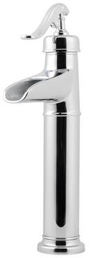 Single Lever Handle Vessel Lavatory Faucet and Waterfall Trough Spout in Polished Chrome