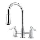 Pfister Polished Chrome 2.2 gpm Double Lever Handle Deckmount Kitchen Sink Faucet 360 Degree Swivel High Arc Pull-Down Spout 