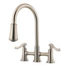 2.2 gpm Double Lever Handle Deckmount Kitchen Sink Faucet 360 Degree Swivel High Arc Pull-Down Spout in Brushed Nickel