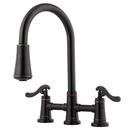 Pfister Tuscan Bronze 2.2 gpm Double Lever Handle Deckmount Kitchen Sink Faucet 360 Degree Swivel High Arc Pull-Down Spout 