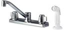 Pfister Polished Chrome 4-Hole Kitchen Faucet with Double Knob Handle and Sidespray 