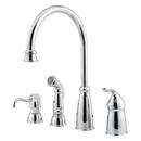 Single Handle Kitchen Faucet with Side Spray and Soap Dispenser in Polished Chrome