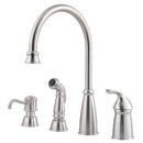 Single Handle Kitchen Faucet with Side Spray and Soap Dispenser in Stainless Steel
