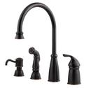 Single Handle Kitchen Faucet with Side Spray and Soap Dispenser in Tuscan Bronze