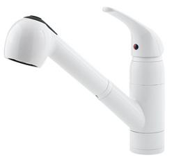 Single Handle Pull Out Kitchen Faucet in White