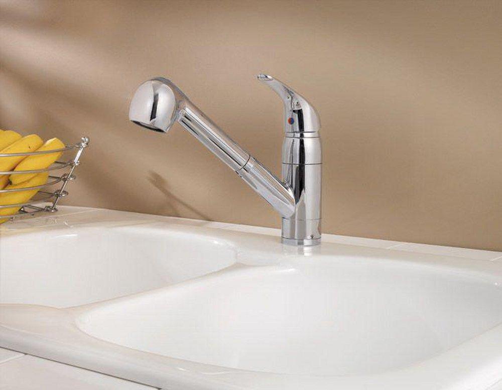Pfister Polished Chrome Single Handle Pull Out Kitchen Faucet 