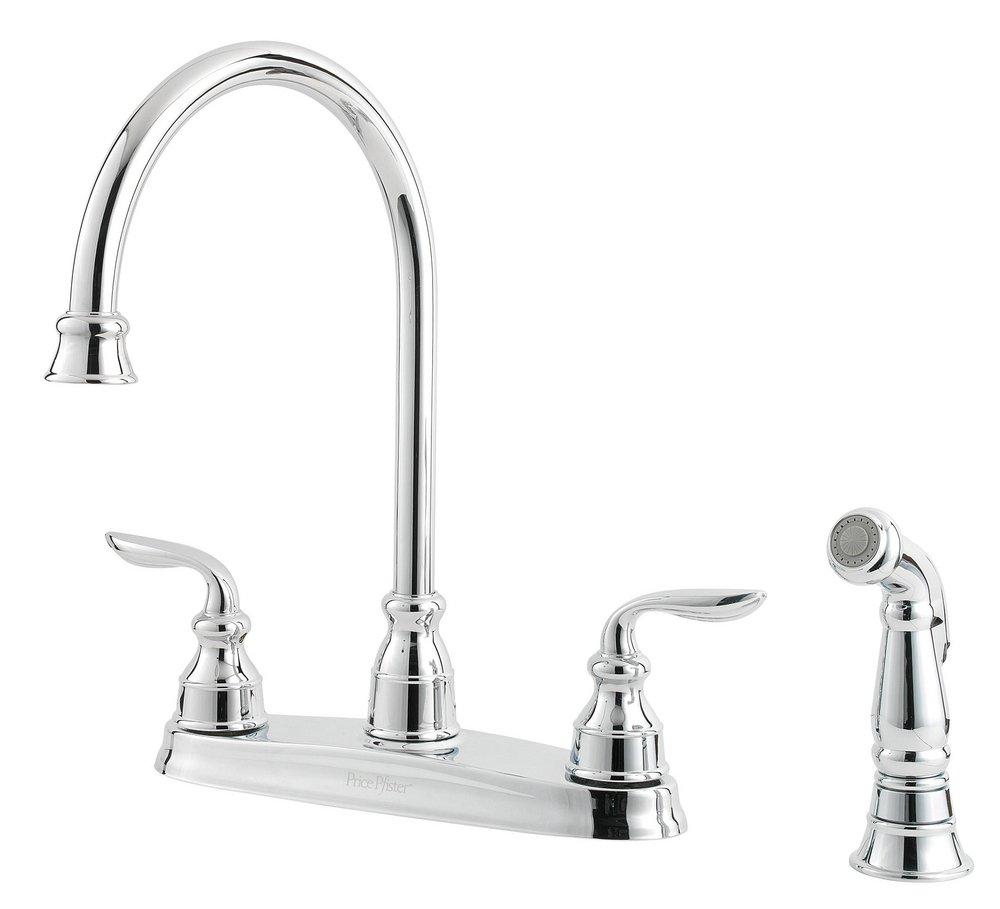 Pfister Polished Chrome Two Handle Widespread Kitchen Faucet 