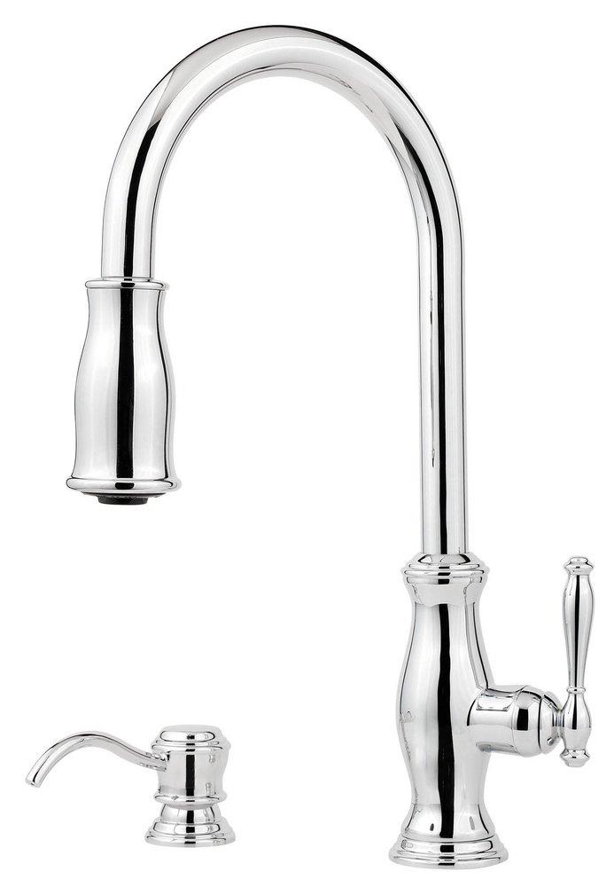 Pfister Polished Chrome Single Handle Pull Down Kitchen Faucet 