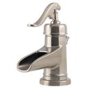 Single Lever Handle Bathroom Sink Faucet and Waterfall Trough Spout in Brushed Nickel