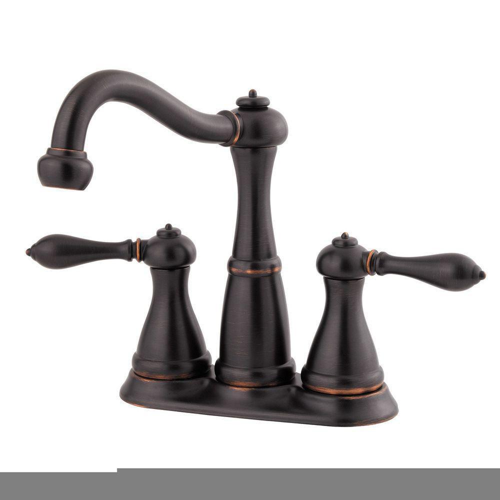 Pfister Tuscan Bronze Double Lever Handle Combination Bathroom Sink Faucet 