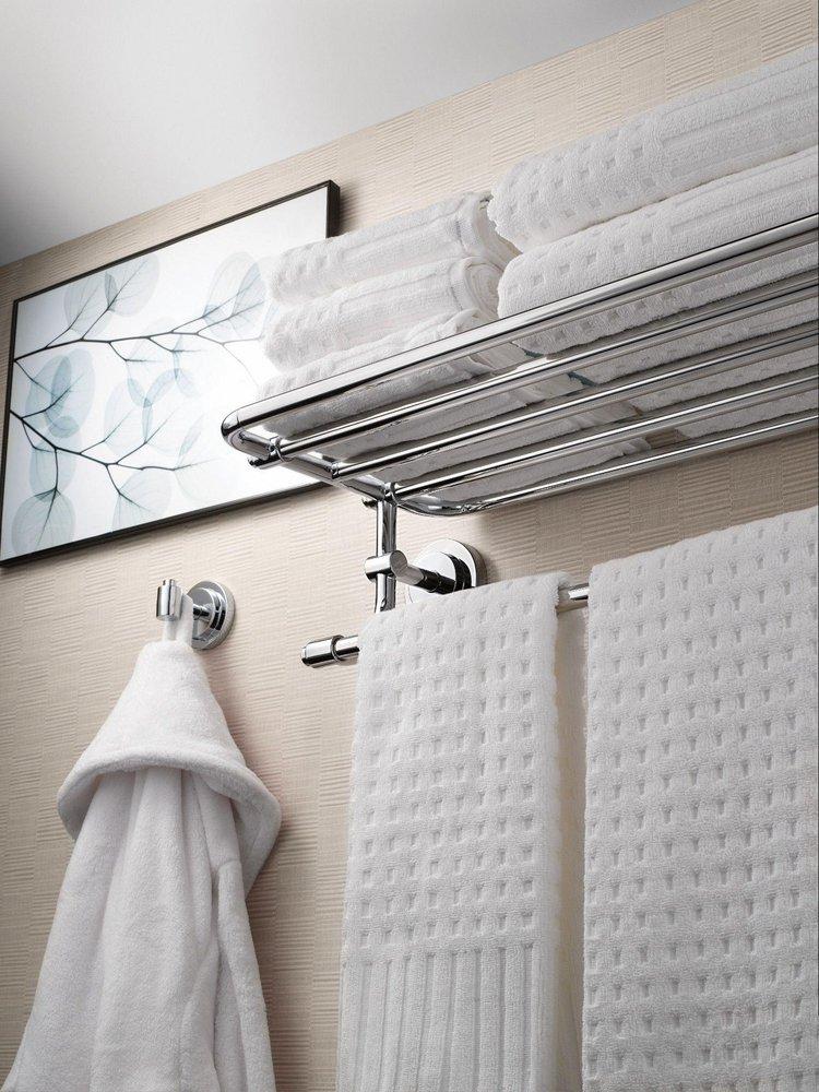 Moen Polished Chrome 24 in. Stainless Steel and Zinc Bathroom Shelf 