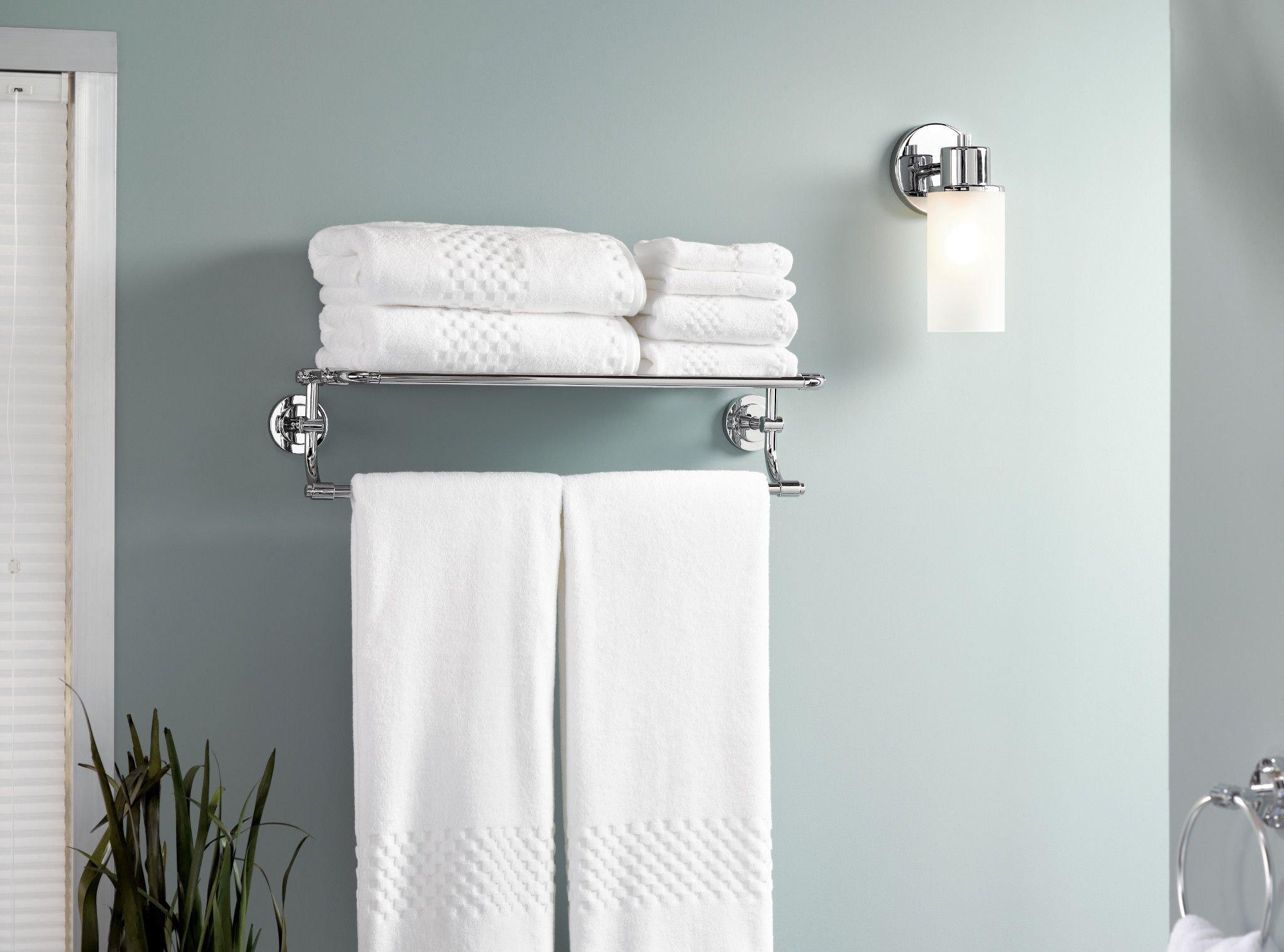 Moen Chrome 24 in. Stainless Steel and Zinc Bathroom Shelf 