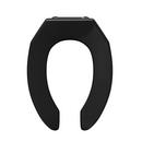 Elongated Open Front Commercial Toilet Seat without Cover in Black (with Self-Sustaining Hinge)