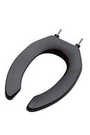 Elongated Open Front Commercial Toilet Seat without Cover in Black (with Self-Sustaining Hinge)