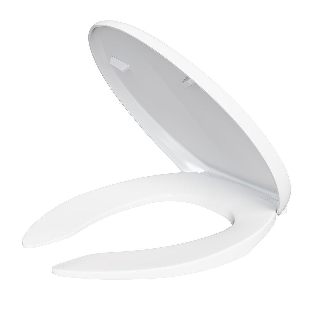 PROFLO&reg; White Elongated Open Front Commercial Toilet Seat with Cover 